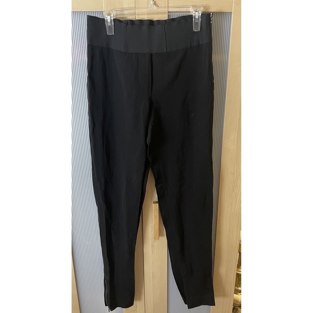 Lanvin Paris Women's Black Pants IT 40 US 4 Wool/linen Skinny Moto Designer Goth